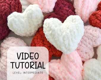 Heart Stuffie Video Tutorial/Pattern, Heart Learn How to Finger Knit, Hand Knitting, Crochet Heart, Crochet Tutorial, Tutorial, Pattern, DIY