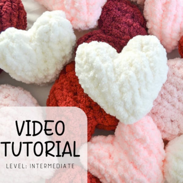 Heart Stuffie Video Tutorial/Pattern, Heart Learn How to Finger Knit, Hand Knitting, Crochet Heart, Crochet Tutorial, Tutorial, Pattern, DIY