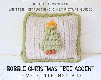 Bobble Christmas Tree ACCENT Video Tutorial/Pattern, Hand Knit Tree, Finger Knit, Hand Knitting, Christmas Tree, Finger Knit Tutorial