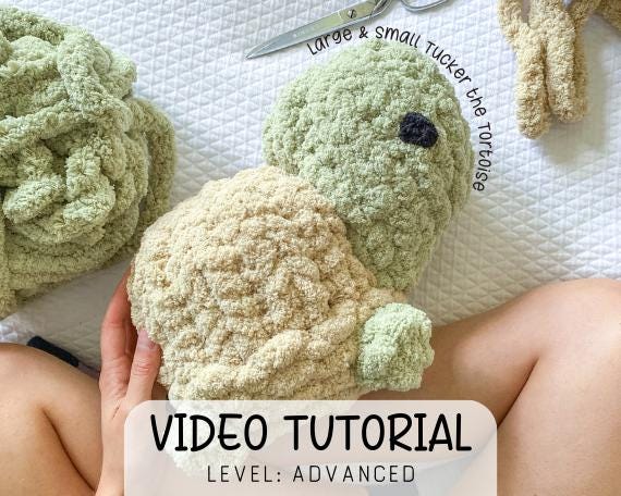 Tucker the Tortoise Video Tutorial/pattern, How to Finger Knit