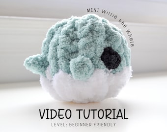 MINI Willie the Whale Video Tutorial/Pattern, Learn How to Finger Knit, Hand Knitting, Crochet Whale, Crochet Tutorial, Tutorial, Whale