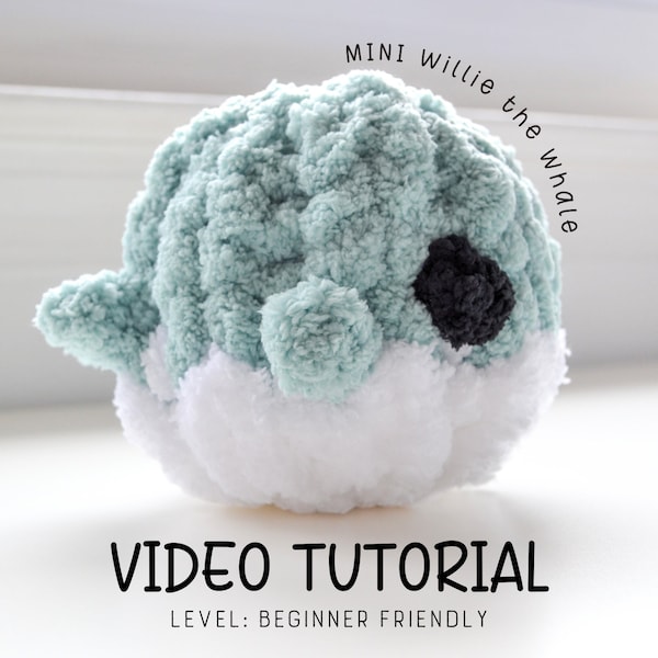 MINI Willie the Whale Video Tutorial/Pattern, Learn How to Finger Knit, Hand Knitting, Crochet Whale, Crochet Tutorial, Tutorial, Whale