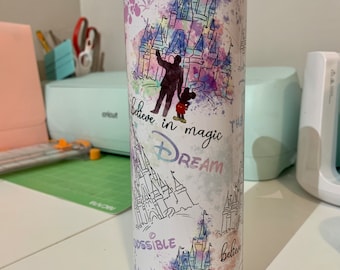 Dreams Come True Tumbler | Walt and Mickey Inspired Tumbler | Watercolor Tumbler  | Disney Inspired Tumbler | 20 oz Insulated Tumbler
