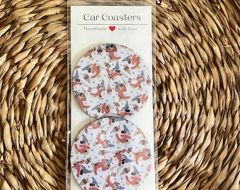 Scorcerer Mickey Inspired Car Coaster | Magic Theme Park Car Accessories | New Car Gift For Her | Girl Basket Gift | Set of 2