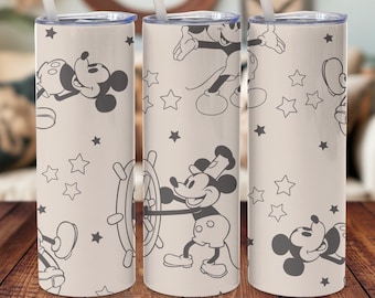 Steamboat Willie Inspired Tumbler | Vintage Mickey Mouse Inspired Tumbler | 20oz Custom Tumbler | Disney Inspired Tumbler