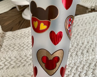 Valentine Mickey Snacks Inspired Cold Cup | Disney Inspired Valentine Tumbler | Valentine’s Day Cup | Disney Foodie Cup