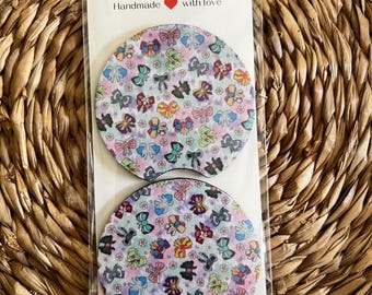 Princess Bow Pattern Inspired Car Coaster | Magic Theme Park Car Accessories | New Car Gift For Her | Girl Basket Gift | Set of 2