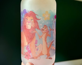 Lion King Inspired Glass Can | Simba Glass Can | Disney Inspired Glass Can | Animal Kingdom Glass Can