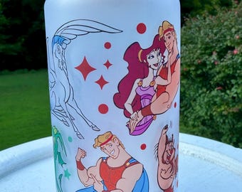 Hurcules Inspired Glass Can |  Hero Inspired Glass Can | Disney Inspired Glass Can | Hadies Inspired Glass Can