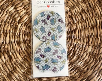 Monsters Inc Inspired Car Coaster | Magic Theme Park Car Accessories | New Car Gift For Her | Girl Basket Gift | Set of 2