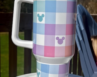 Plaid Mickey Pastel Inspired 40oz Tumbler | Disney Inspired 40oz Tumbler | Theme Park Inspired 40oz Tumbler | Summer Tumbler