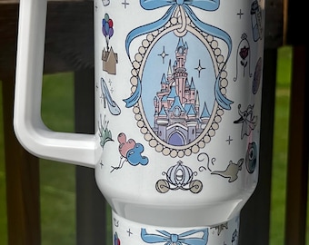 Princess Castle Coquette Bow Inspired 40oz Tumbler | Theme Park Collage Inspired 40oz Tumbler | Magic Castle Inspired Tumbler