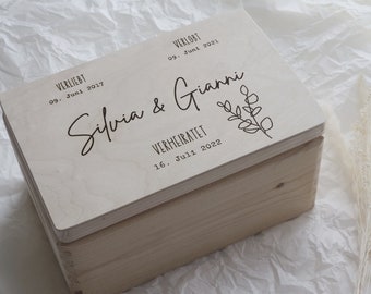 Reminder box incl. engraving | personalized box | Wooden box 30 x 20 x 17 cm | Wooden Box Wedding Engagement Memory | by name
