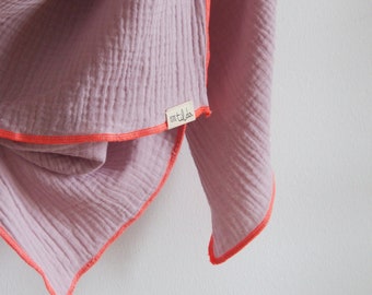 Muslin cloth | Scarf Muslin | Neon orange neon pink | 130 cm x 130 cm | cuddly autumn winter