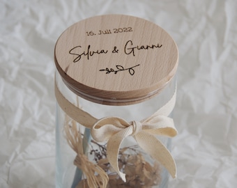 Personalized Storage Jar | Gift thank you with name | wedding gift wedding | wooden lid glass