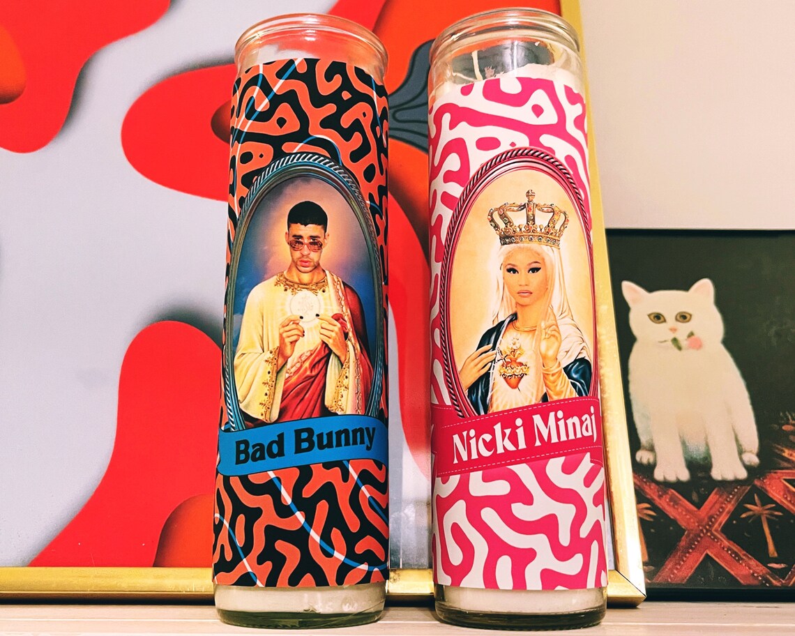 Saint Bad Bunny Candle Bundle and Stickers Bad Bunny Gift Etsy