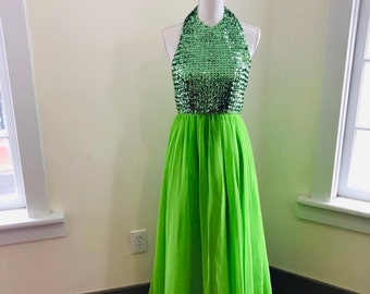 lime green evening dress