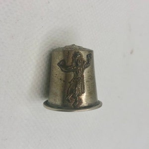 Vintage Silver Tone Thimble Embossed with Dancing Hindu Gods