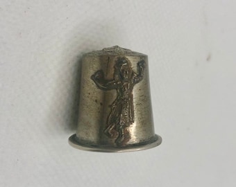 Vintage Silber Ton Thimble geprägt mit tanzenden Hindu Götter