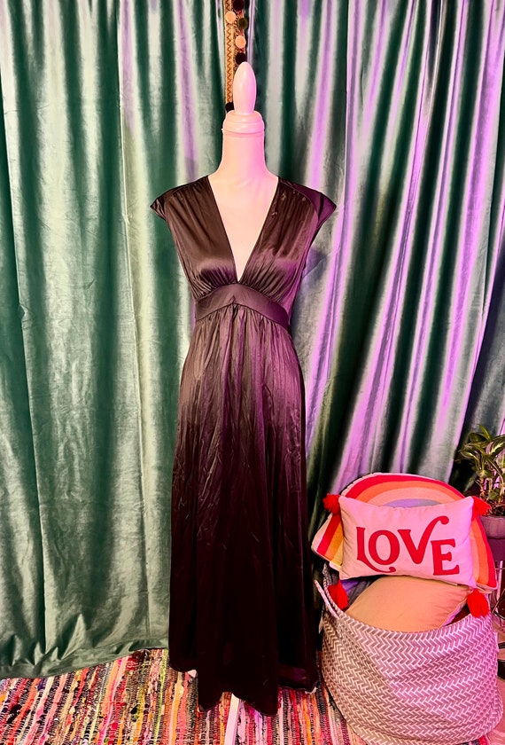 Vintage Vanity Fair Black Dressing Gown - Size 34… - image 1