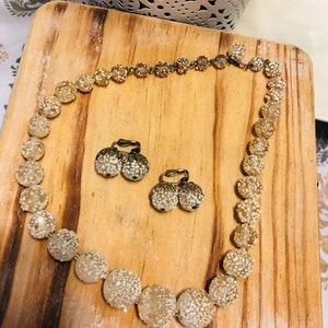 Vintage White Glass Bead Necklace and Earring Set