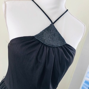 Vintage 1970s/1980s Beaded Neck Halter Dress / Vintage Disco Dress