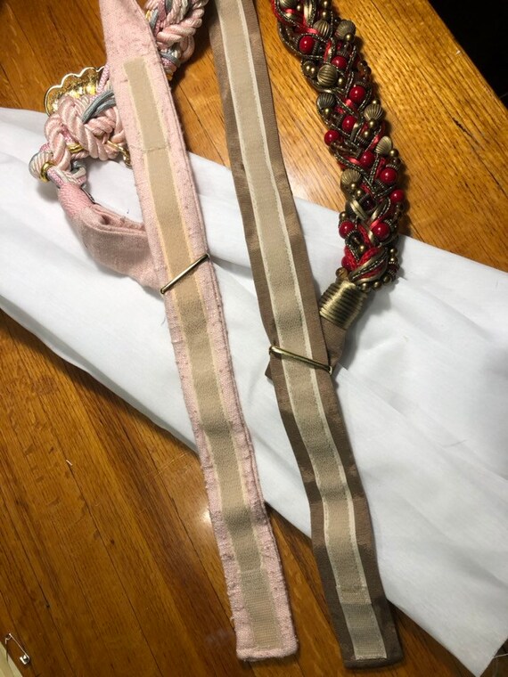 Vintage Carolyn Tanner Burgundy Green Beaded Belt Sculptural 80s Silk Grosgrain Carolyn Tanner | eBay main image 2