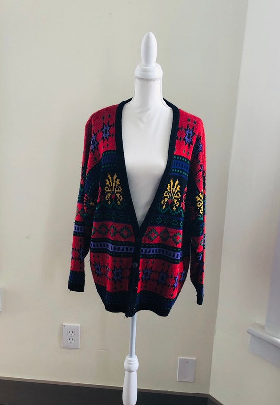 Vintage 1980s Jamie Scott Bright Cardigan Sweater