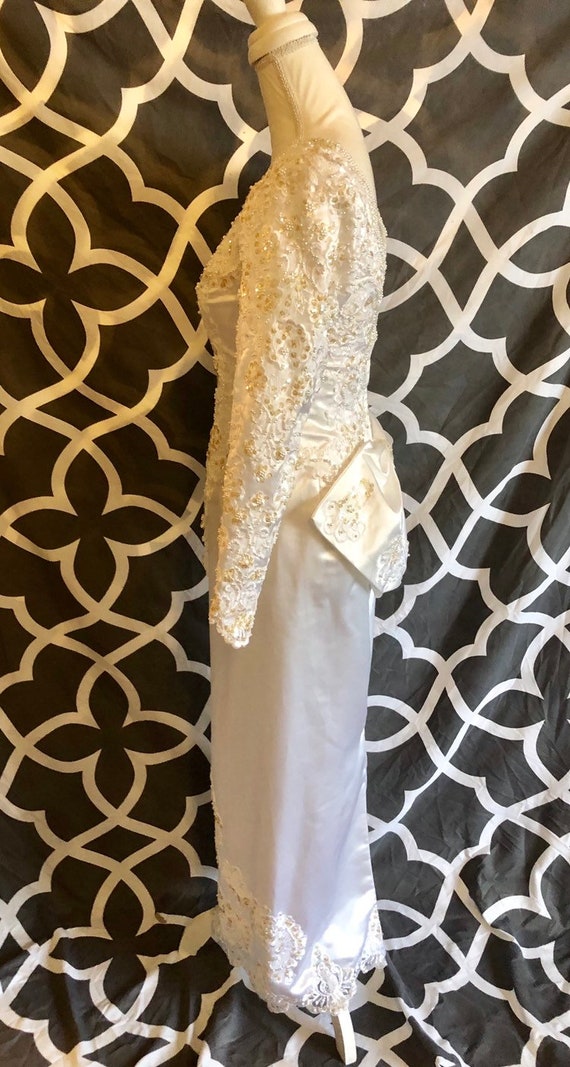 Vintage Demetrios Wedding Dress / 1990s Beaded an… - image 4