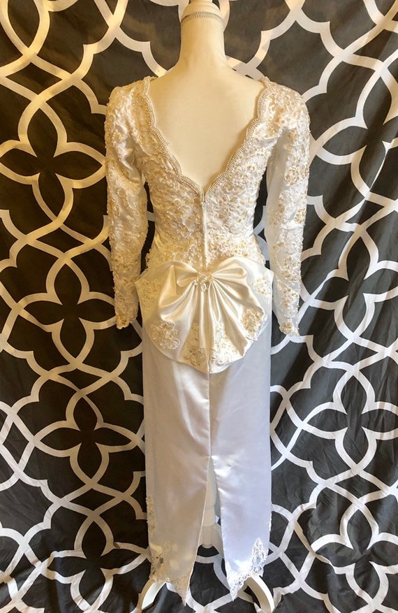 Vintage Demetrios Wedding Dress / 1990s Beaded an… - image 5