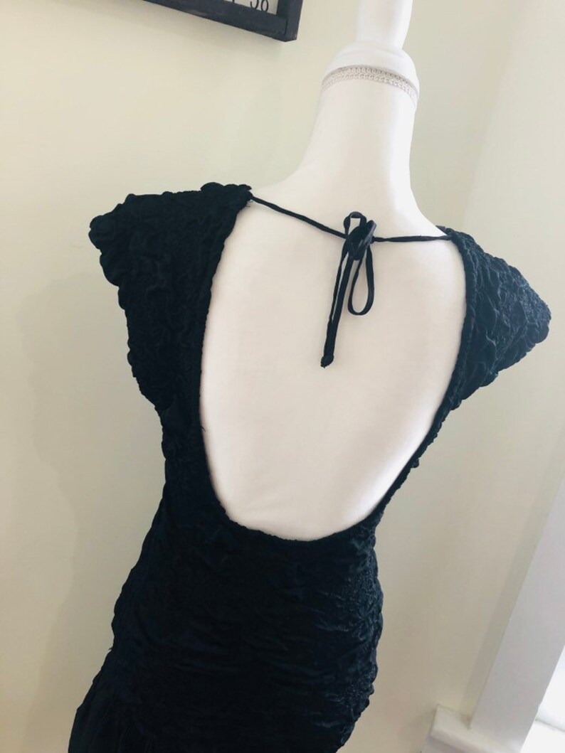 Vintage 1970s1980s Black Backless Dress Vintage Disco Dress