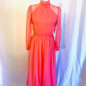 Vintage Bianchi Coral Chiffon Halter Dress With Removable Long - Etsy