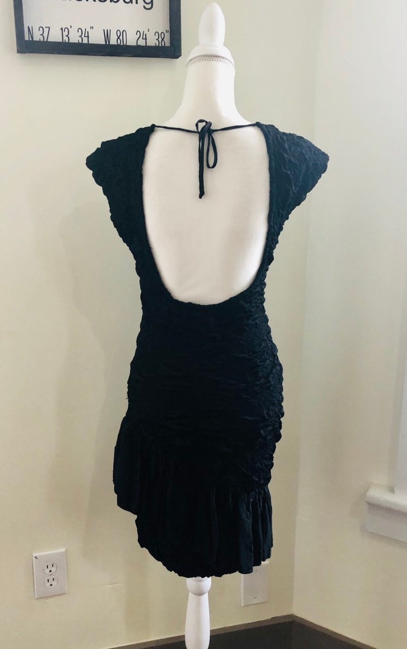 Vintage 1970s1980s Black Backless Dress Vintage Disco Dress