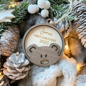 Personalised First Christmas Ornament, Baby’s First Christmas, Teddy Ornament, Christmas Tree Bauble, First Christmas Bauble, 2023