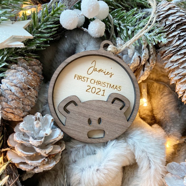 Personalised First Christmas Ornament, Baby’s First Christmas, Teddy Ornament, Christmas Tree Bauble, First Christmas Bauble, 2023