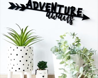 Word Decor, Quirky Wall Art, Adventure Awaits, Adventure themed.