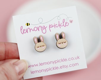 Cute Bunny Earrings, Bunny Stud Earrings, Kawaii Rabbit, Rabbit Jewellery, Bunny Gifts for Women, Valentines Gift for Girls, Kawaii Jewelry.