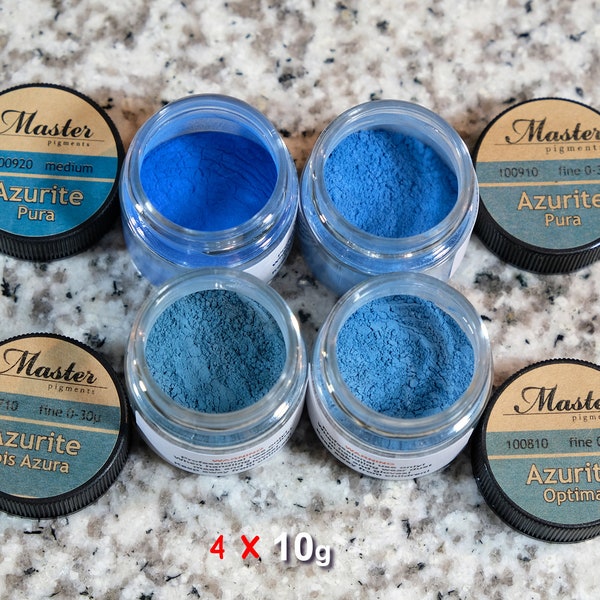 Azurite pigment set, fine and medium grinds