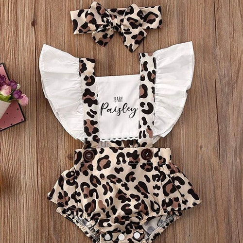 Baby Girl Leopard Animal Print Clothes Personalized Cute - Etsy