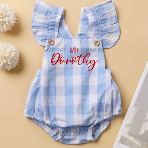 Baby Girl Clothes, Personalized Dorothy Costume, Baby Shower Gift, Photoshoot Outfit, Personalized Infant Wizard of Oz Bodysuit