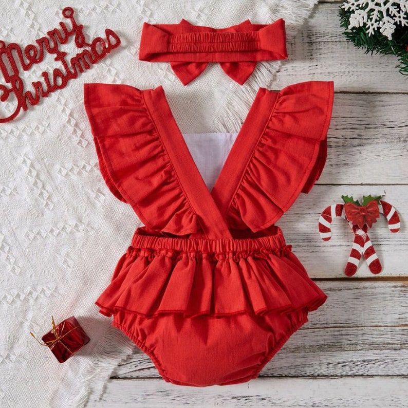 Santa Baby Girl Christmas Romper Newborn Holidays Outfit Etsy