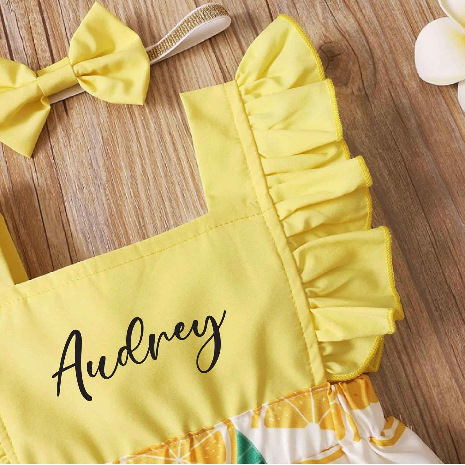 Baby Girl Lemon Outfit Personalized Clothes Set Summer Baby Etsy