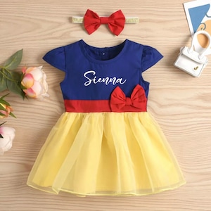 Snow White Baby Girl Halloween Costume, Personalized Theme Birthday Outfit, Princess Baby Shower Gift, Photoshoot Infant Outfit
