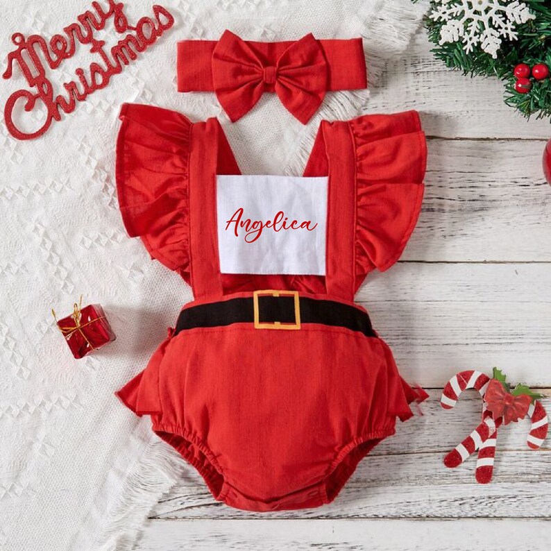 Santa Baby Girl Christmas Romper Newborn Holidays Outfit Etsy