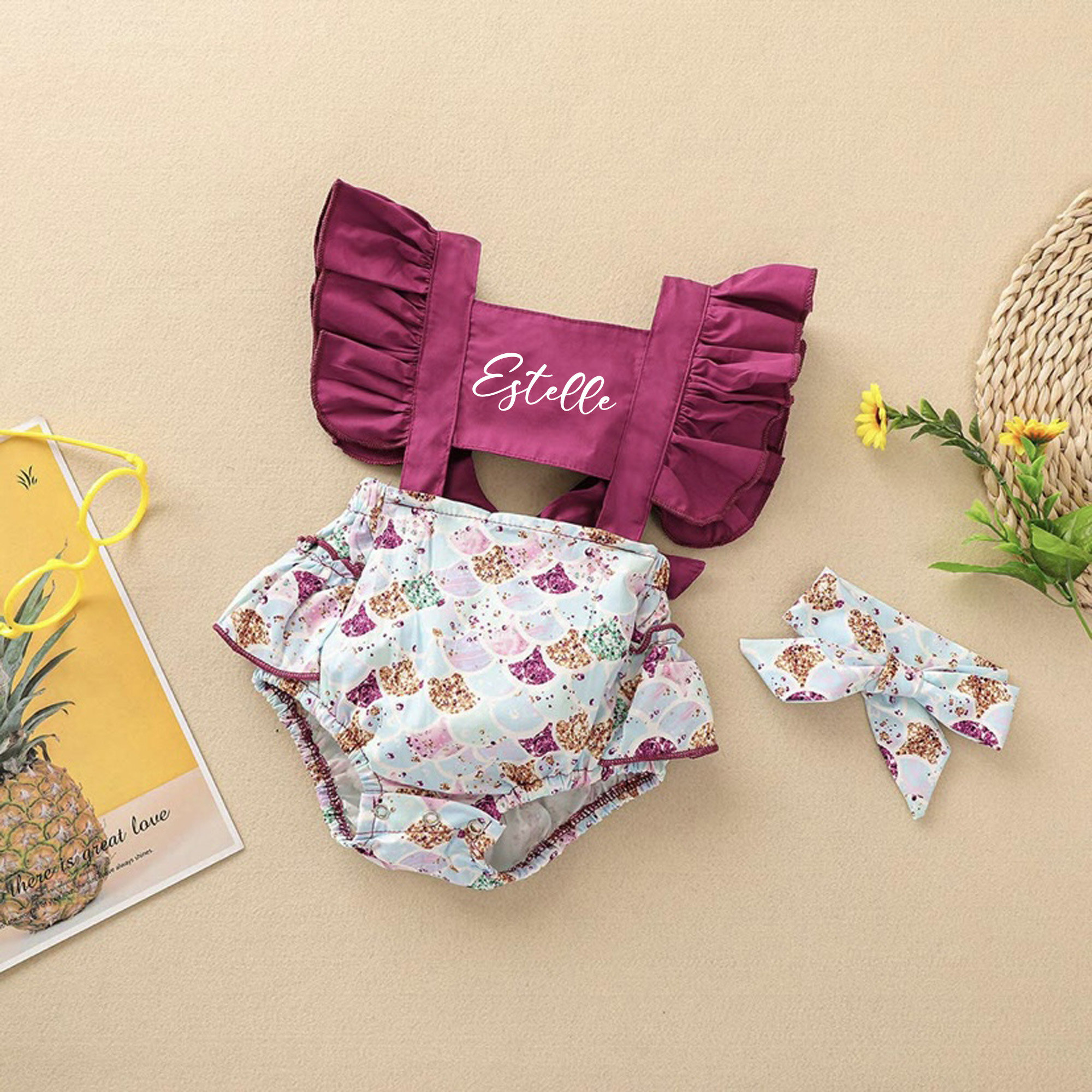 Ropa de sirena para niña bebé, regalo de ducha de bebé de verano, traje de sesión de fotos infantil de sirenita, regalo personalizado, mameluco de cumpleaños para niños pequeños