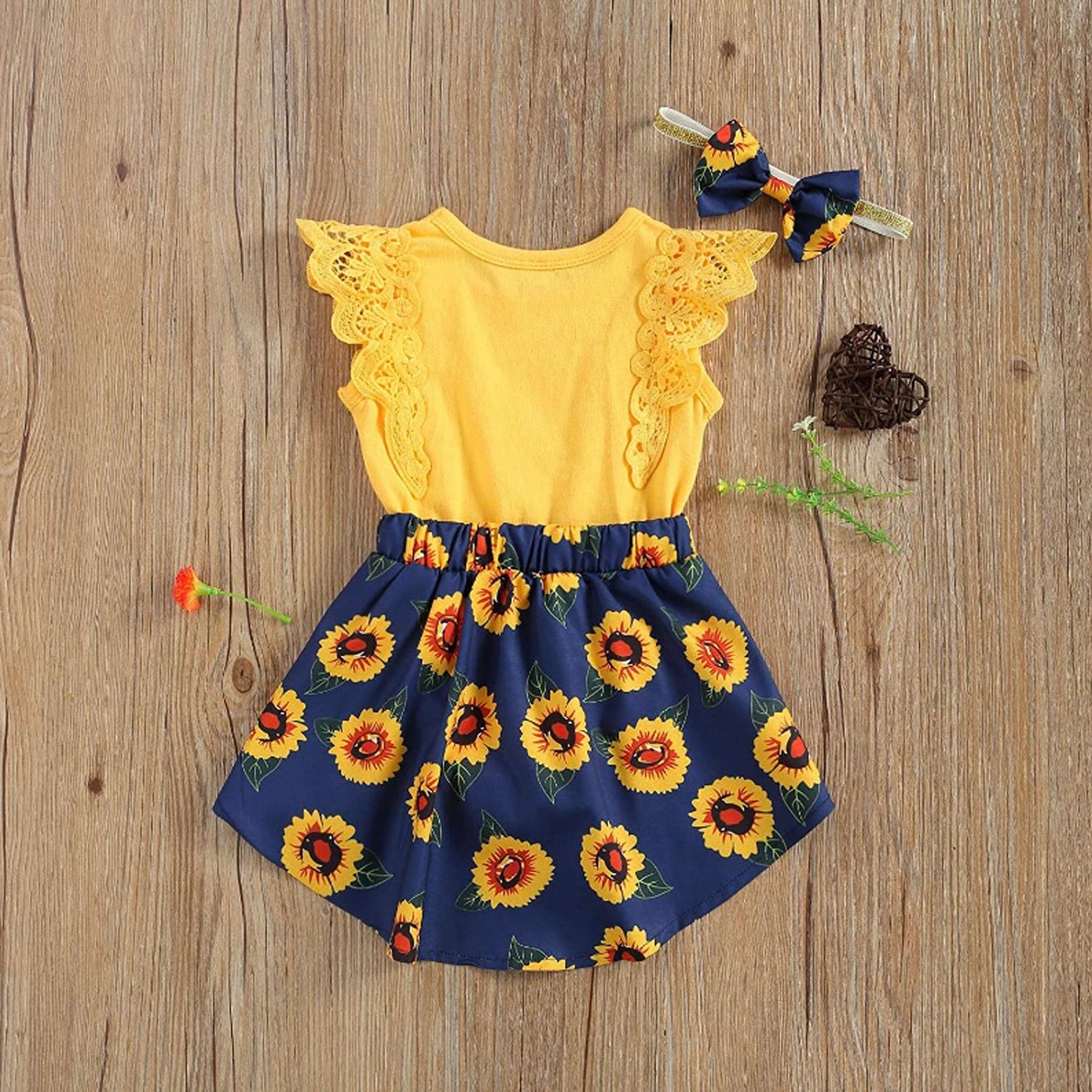 Baby Girl Summer Sunflower Clothes Personalized Cute Infant Etsy