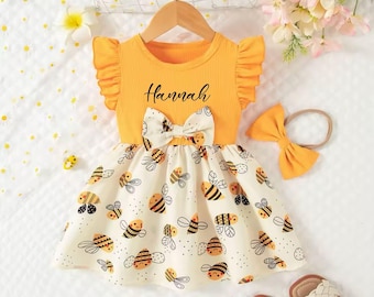 Baby Girl Bumble Bee Outfit, Happy to Bee One, Happy Bee Day Photoshoot Outfit, Infant Onesie, Halloween Costume, Baby Shower Gift