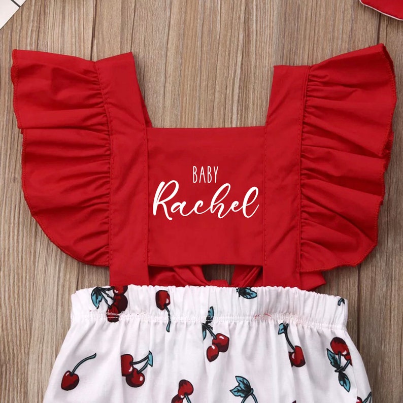 Baby Girl Red Cherry Outfit Personalized Valentine Gift Etsy