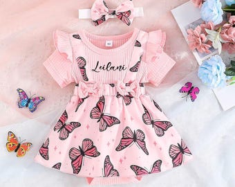 Baby Girl Butterfly Outfit, Personalized Butterfly Baby Outfit, Butterfly Birthday Party Baby Girl