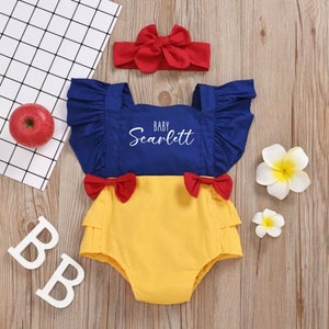 Baby Girl Halloween Costume, Snow White Clothes Set, Baby Shower Gift, Photoshoot Outfit, Personalized Infant Bodysuit & Headband